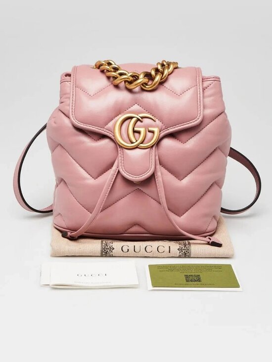 Gucci Pink Quilted Leather Marmont Backpack Bag main image 8